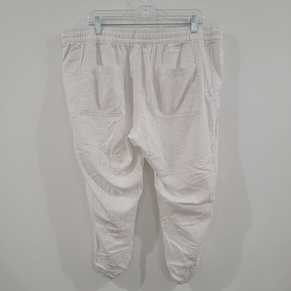 Old Navy Womens Linen Blend Pants Capris White Coastal Grandma New England - Picture 2 of 8